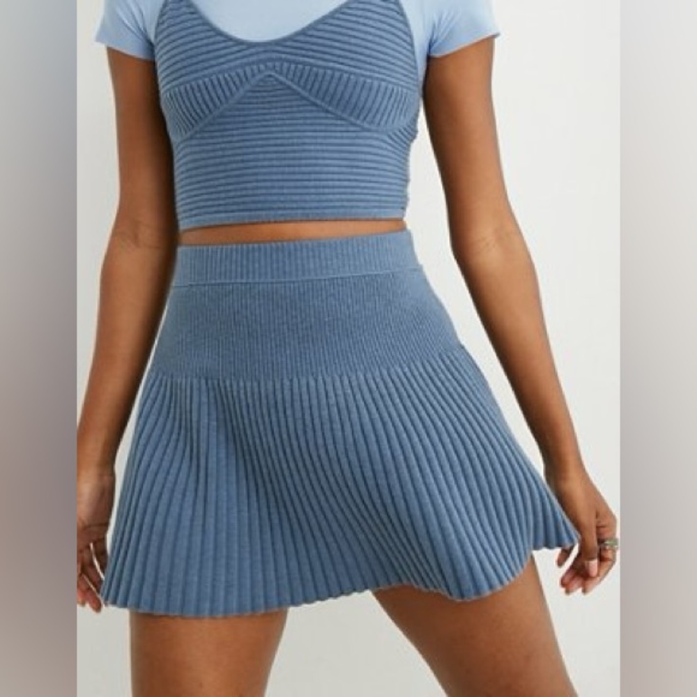 NWOT Aerie Take Charge Sweater Skirt in Marbled Blue (Small)